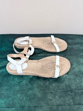 🔥Michael Kors White Leather Espadrille Strap Sandals Size 7.5 EC🔥